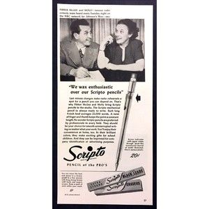 1947 Fibber McGee & Molly photo Scripto Mechanical Pencil vintage print ad